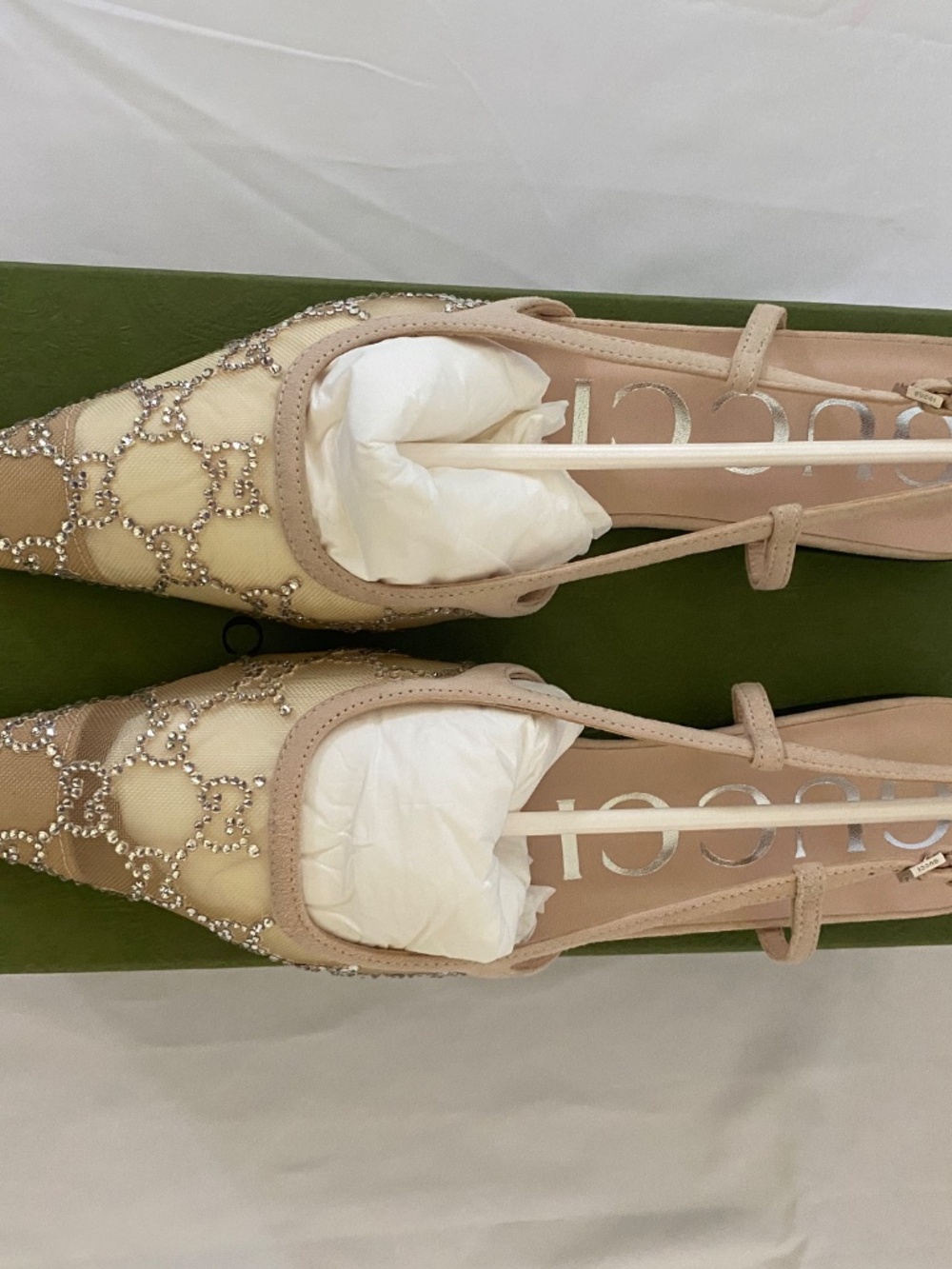Gucci - Women's GG crystal slingback flat - Picture 2 of 9